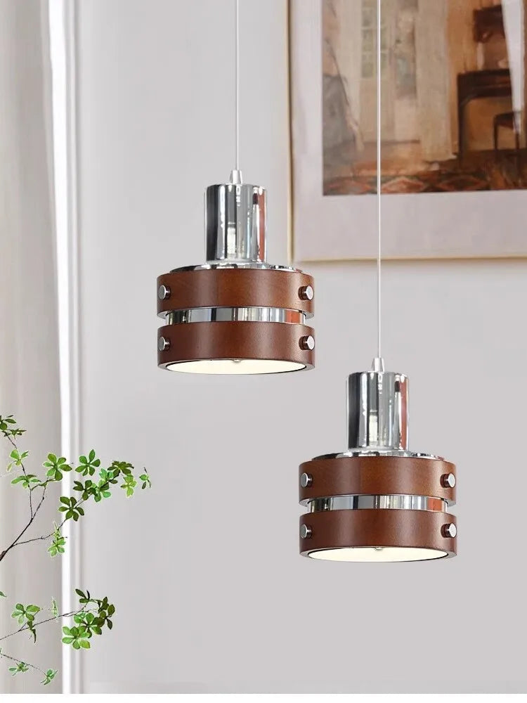 lustre en bois massif argenté pour intérieur rétro et moderne
