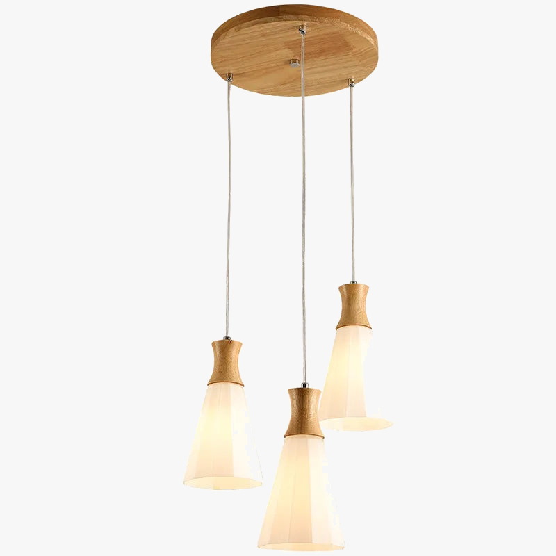 lustre en bois massif et verre luminaire suspendu