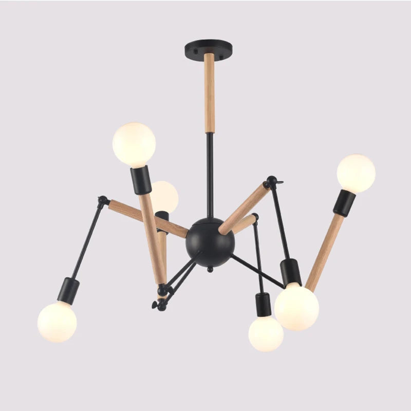 lustre en bois massif style moderne lampe araignée créative post-moderne