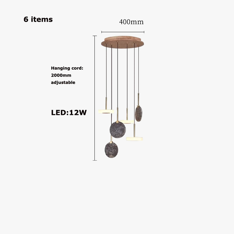 lustre en bois naturel ou marbre doré avec éclairage led