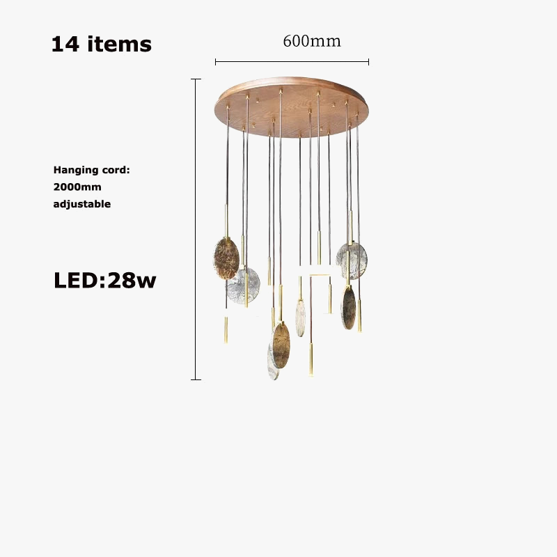 lustre en bois naturel ou marbre doré avec éclairage led