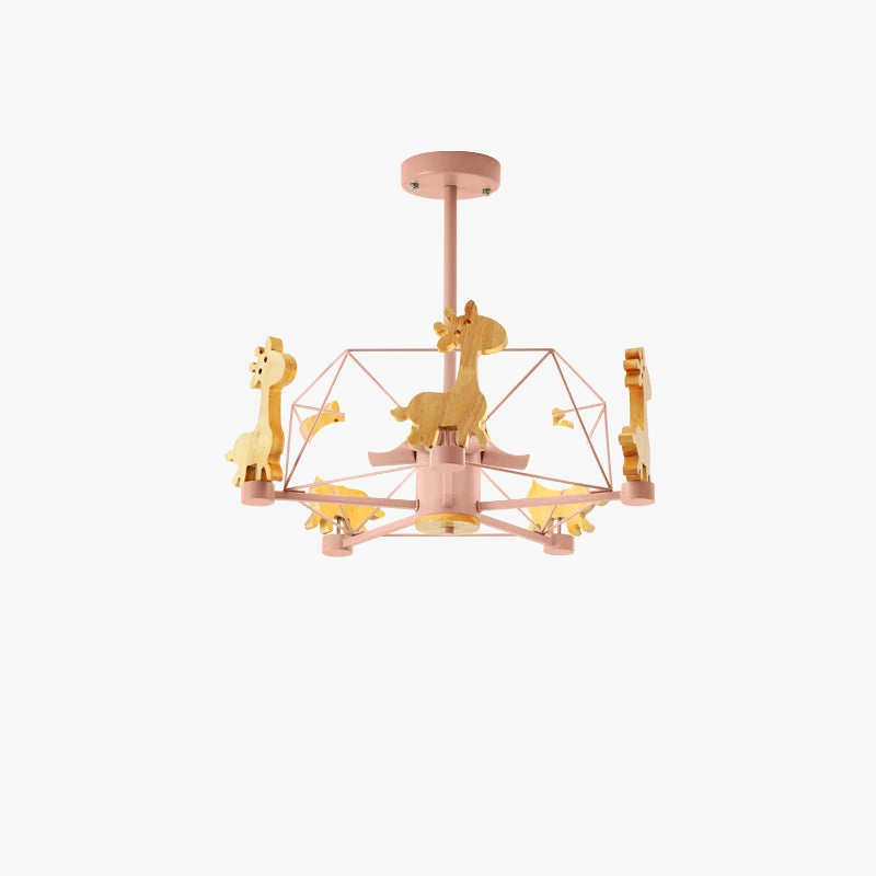 lustre en bois nordique lampe animal pour chambre enfant