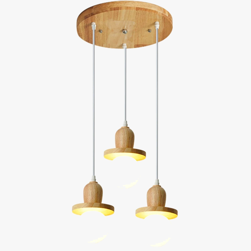 lustre en bois solide style nordique avec trois têtes