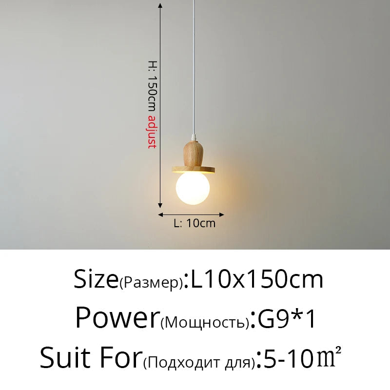 lustre en bois solide style nordique avec trois têtes