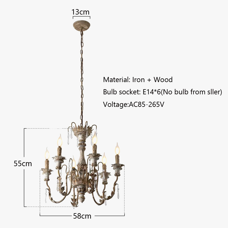 lustre en bois vintage français design art lumière