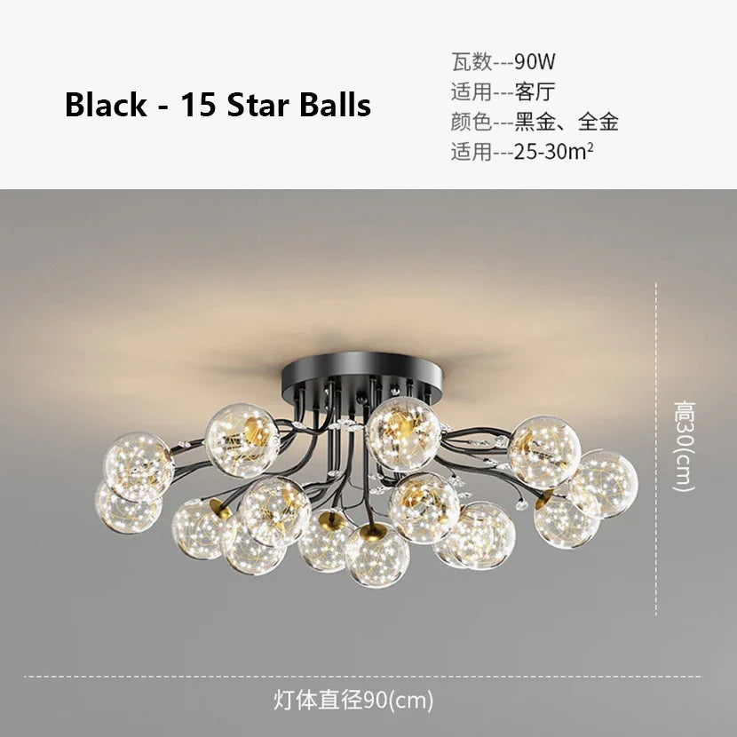 lustre en boule de verre nordique doré luminaire décoratif d'intérieur