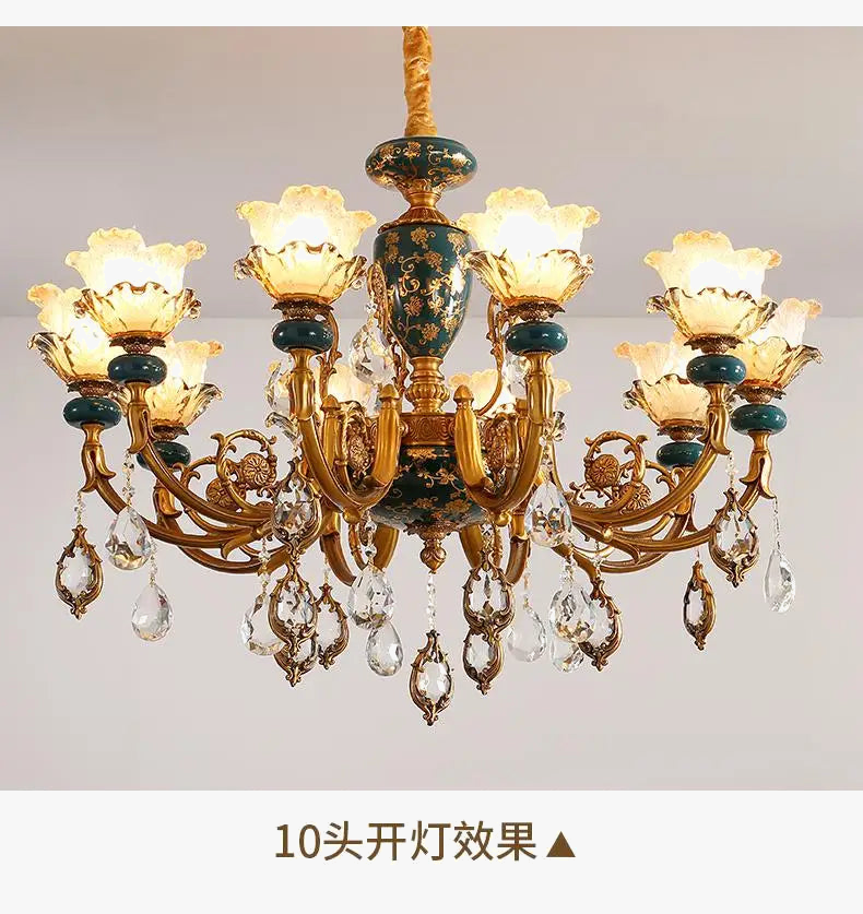 lustre en céramique avec éclairage cristal pour décoration intérieure