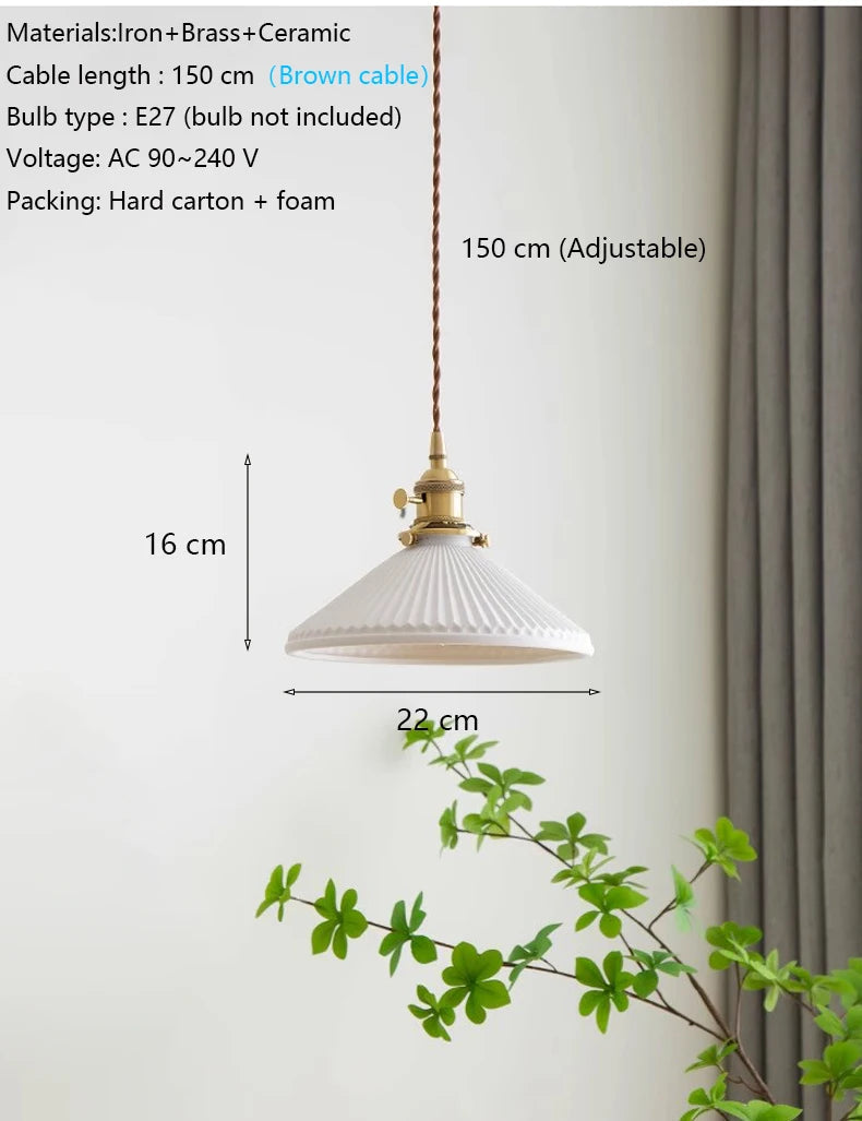 Lustre en céramique japonais éclairage pour cuisine salle à manger Restaurant Bar chevet nordique luxe Led lustre plafonnier