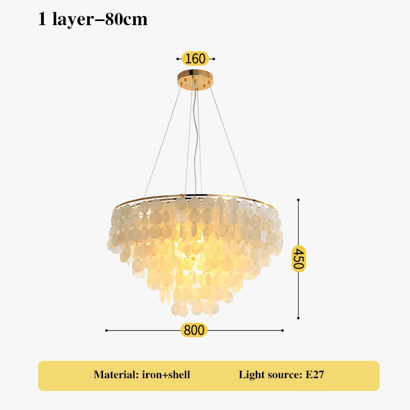 lustre en coquillage romantique avec carillon éolien style nordique décoratif