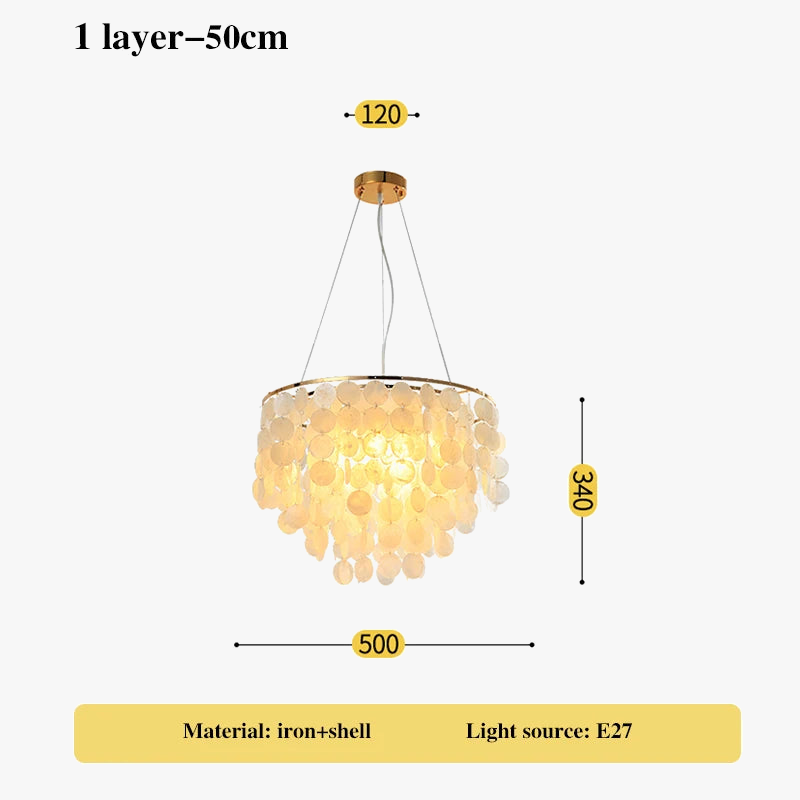 lustre en coquillage romantique avec carillon éolien style nordique décoratif