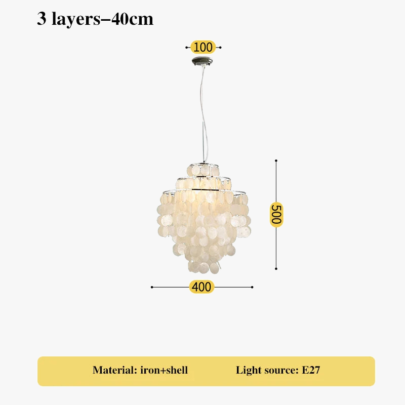lustre en coquillage romantique avec carillon éolien style nordique décoratif