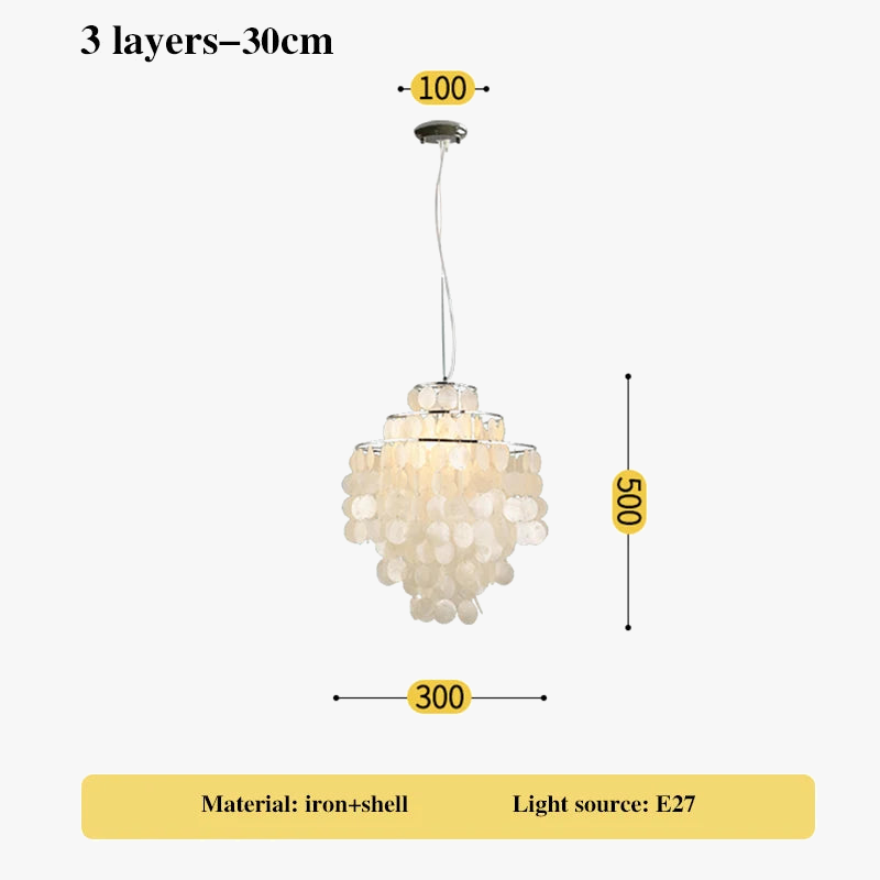 lustre en coquillage romantique avec carillon éolien style nordique décoratif