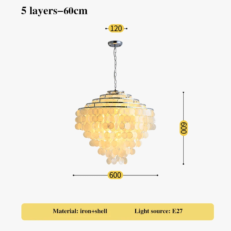 lustre en coquillage romantique avec carillon éolien style nordique décoratif