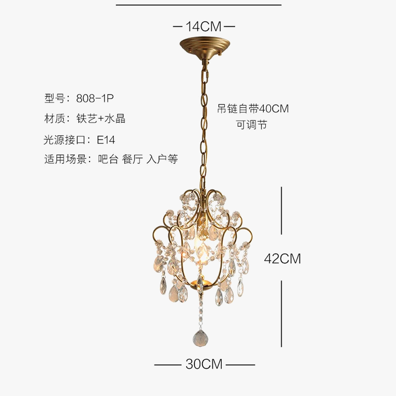 lustre en cristal américain rétro pour décoration intérieure élégante