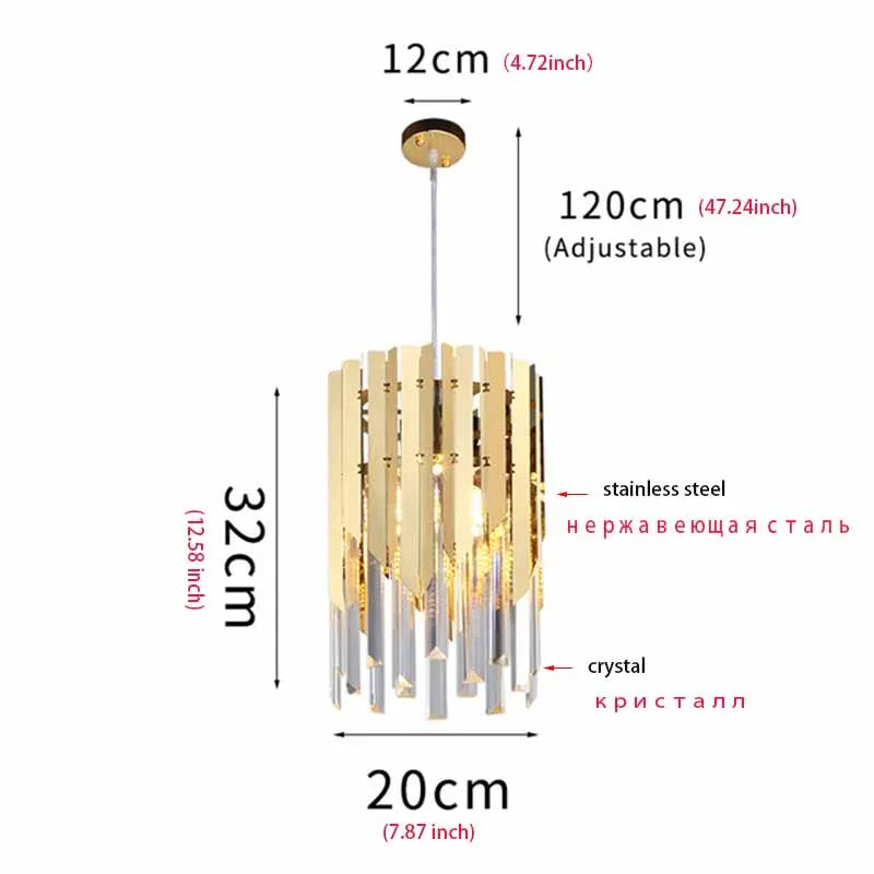 lustre en cristal chromé doré avec éclairage vintage intérieur