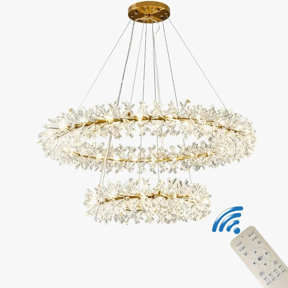 Lustre en cristal de fleur moderne Suspension lustres LED de luxe pour salon 60 80 100 cm anneaux suspendus suspension