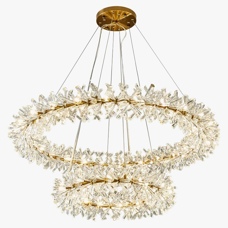 Lustre en cristal de fleur moderne Suspension lustres LED de luxe pour salon 60 80 100 cm anneaux suspendus suspension