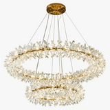 Lustre en cristal de fleur moderne Suspension lustres LED de luxe pour salon 60 80 100 cm anneaux suspendus suspension