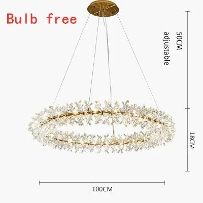 Lustre en cristal de fleur moderne Suspension lustres LED de luxe pour salon 60 80 100 cm anneaux suspendus suspension
