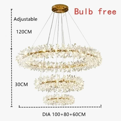 Lustre en cristal de fleur moderne Suspension lustres LED de luxe pour salon 60 80 100 cm anneaux suspendus suspension