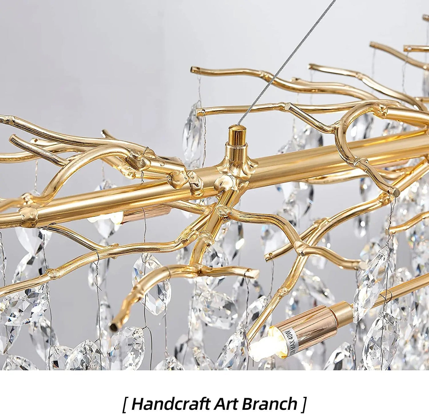 lustre en cristal de luxe avec branches led pour intérieur moderne