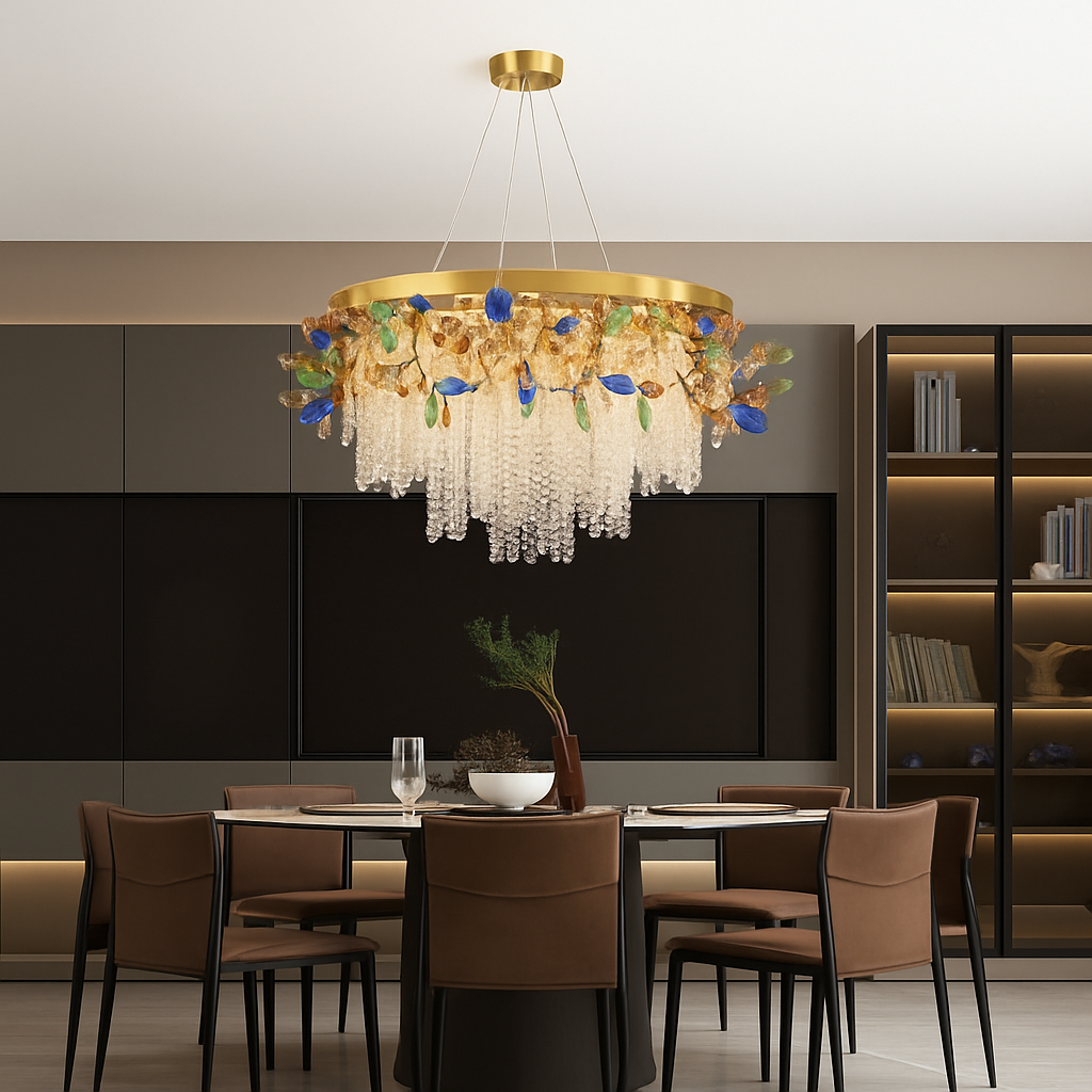 lustre en cristal de luxe pour décoration intérieure élégante