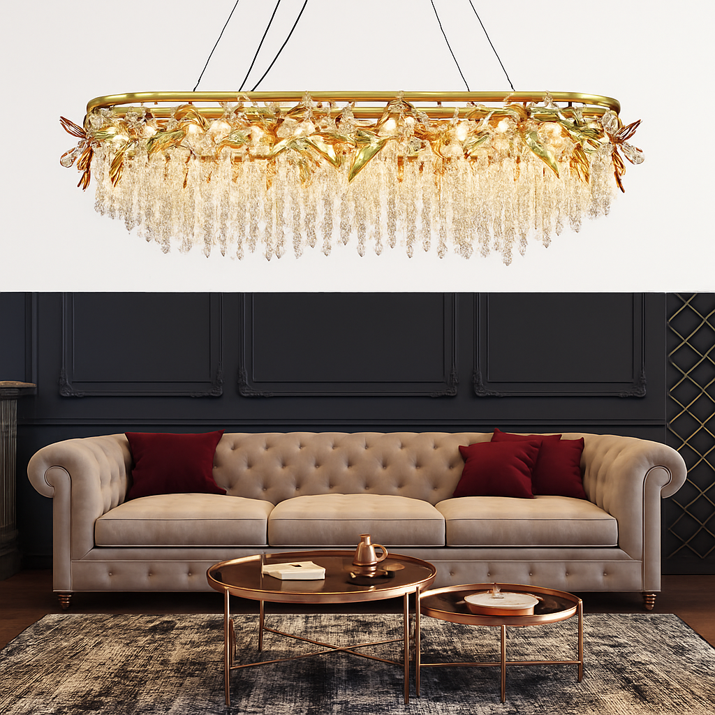 lustre en cristal de luxe pour décoration intérieure élégante