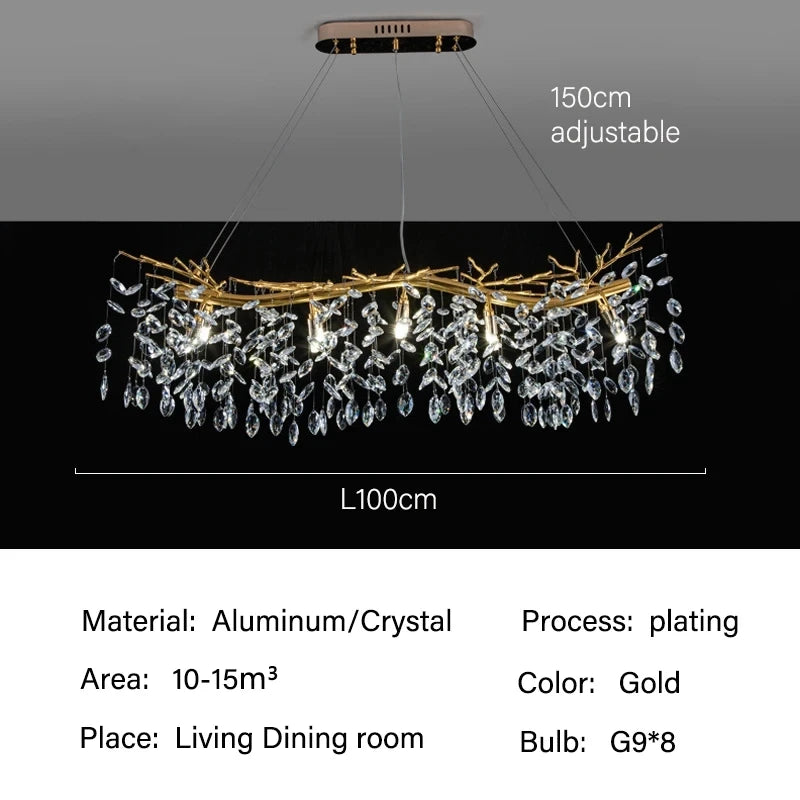 lustre en cristal de luxe pour décoration intérieure élégante