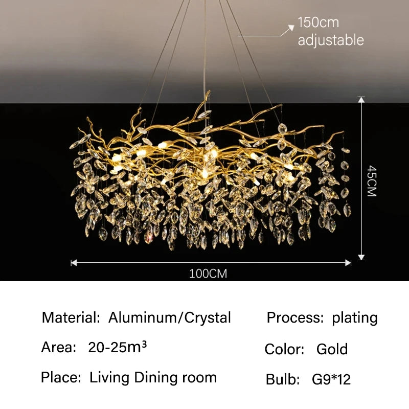lustre en cristal de luxe pour décoration intérieure élégante