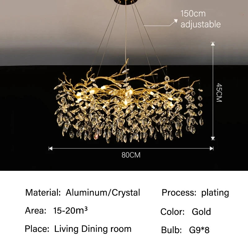 lustre en cristal de luxe pour décoration intérieure élégante