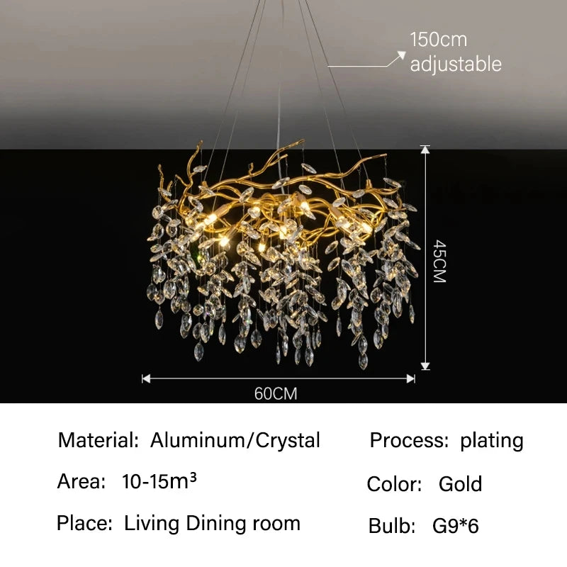 lustre en cristal de luxe pour décoration intérieure élégante
