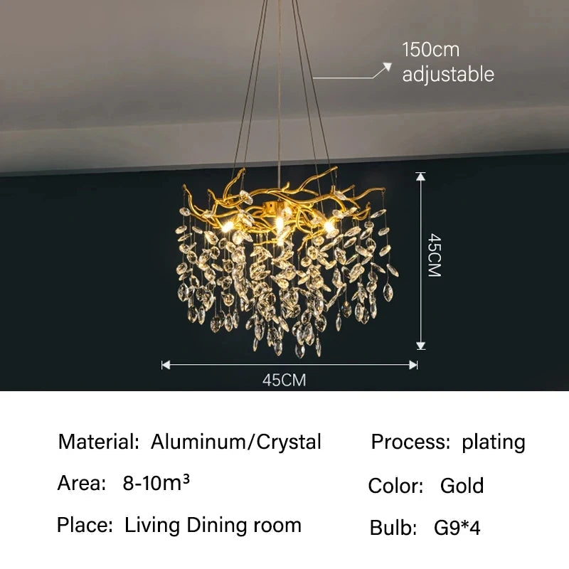 lustre en cristal de luxe pour décoration intérieure élégante