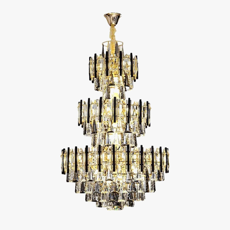 lustre en cristal de luxe pour escalier et hall d'hôtel