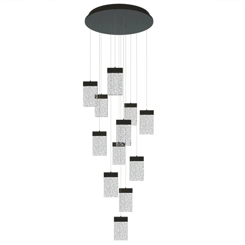 lustre en cristal design lumineux pour escalier et décoration intérieure