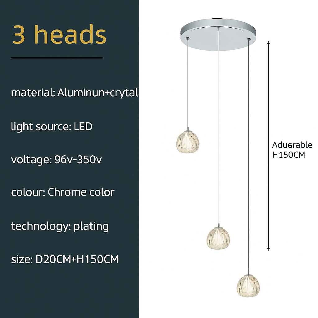 lustre en cristal design luxe pour éclairage moderne escalier colimaçon