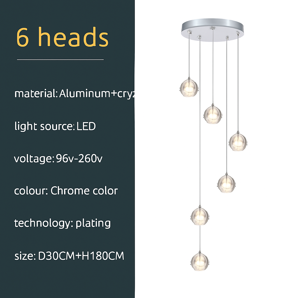 lustre en cristal design luxe pour éclairage moderne escalier colimaçon