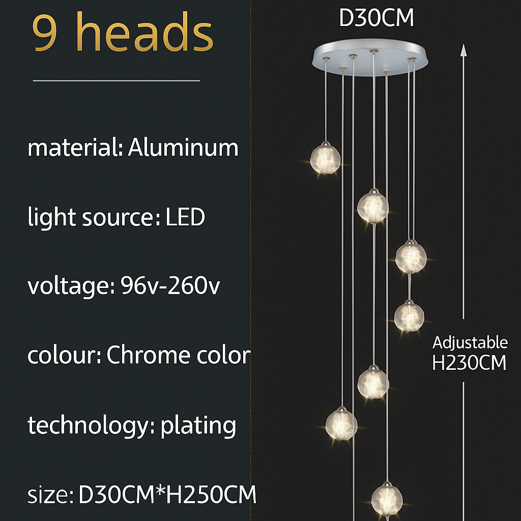 lustre en cristal design luxe pour éclairage moderne escalier colimaçon