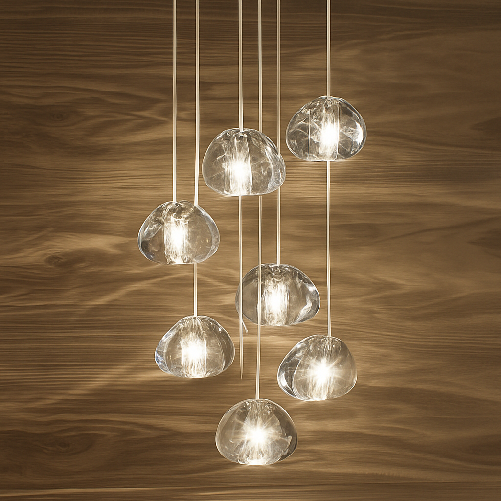 lustre en cristal design luxe pour éclairage moderne escalier colimaçon