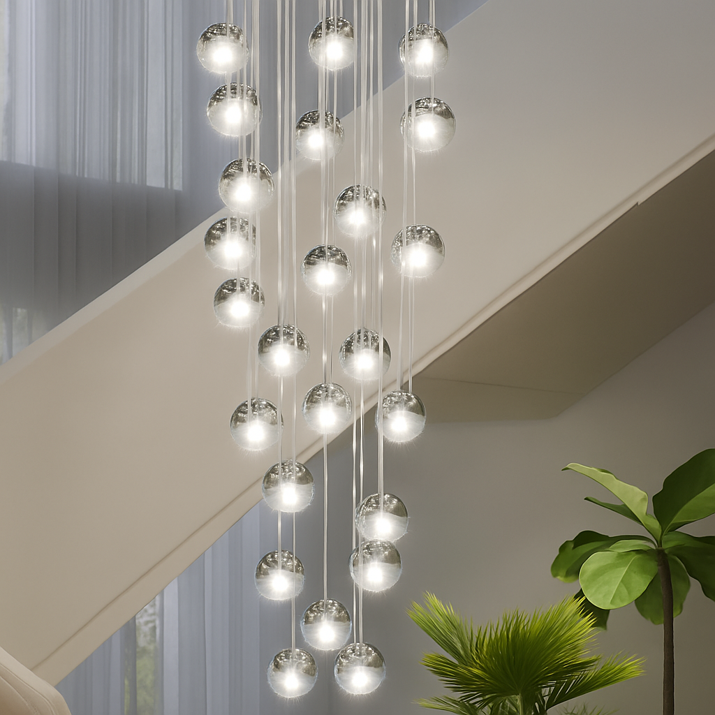 lustre en cristal design luxe pour éclairage moderne escalier colimaçon