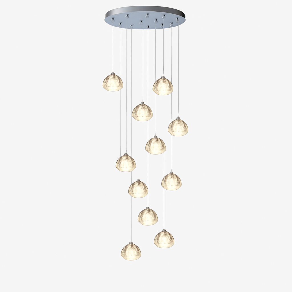 lustre en cristal design luxe pour éclairage moderne escalier colimaçon