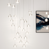 lustre en cristal design luxueux pour escalier colimaçon moderne