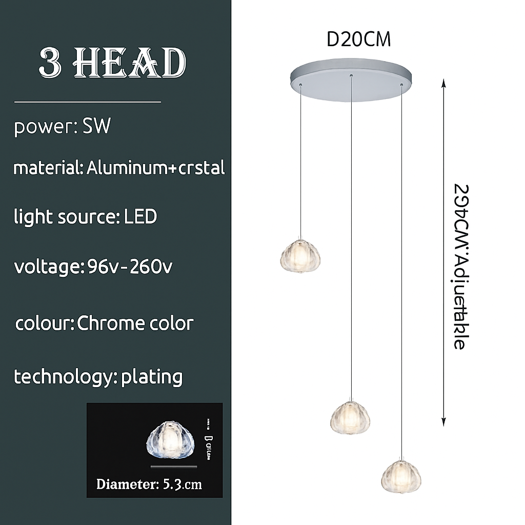 lustre en cristal design luxueux pour escalier colimaçon moderne