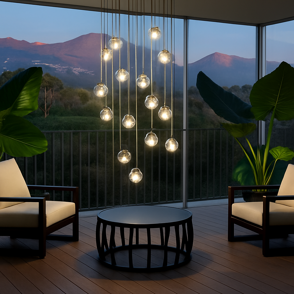 lustre en cristal design luxueux pour escalier colimaçon moderne