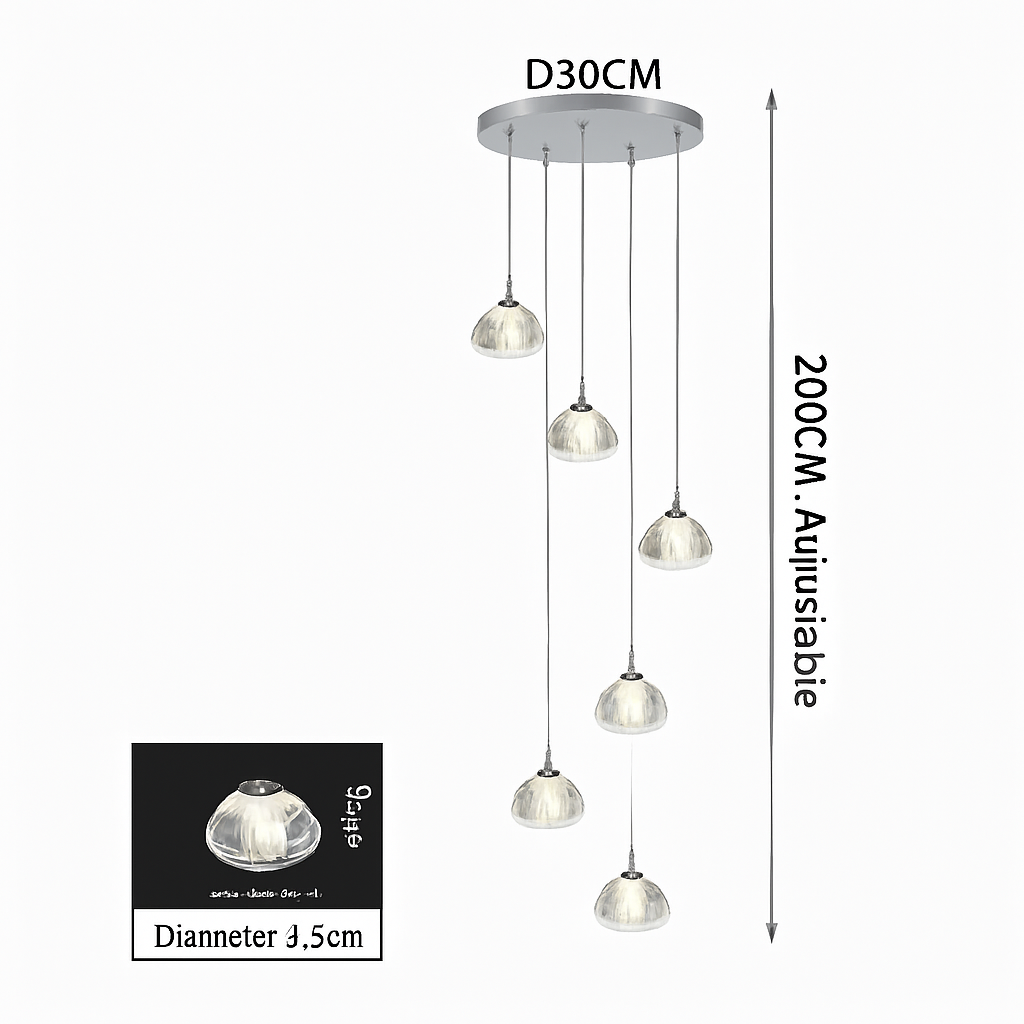 lustre en cristal design luxueux pour escalier colimaçon moderne