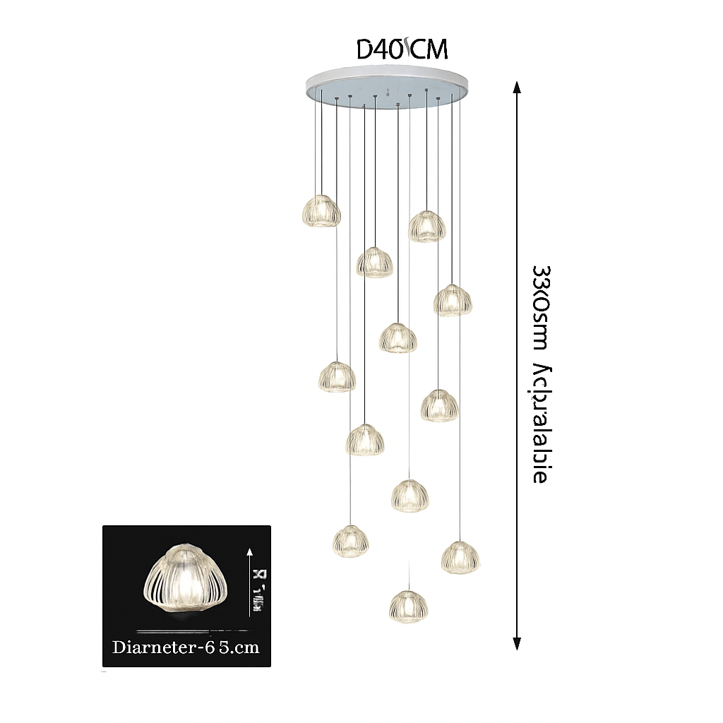 lustre en cristal design luxueux pour escalier colimaçon moderne
