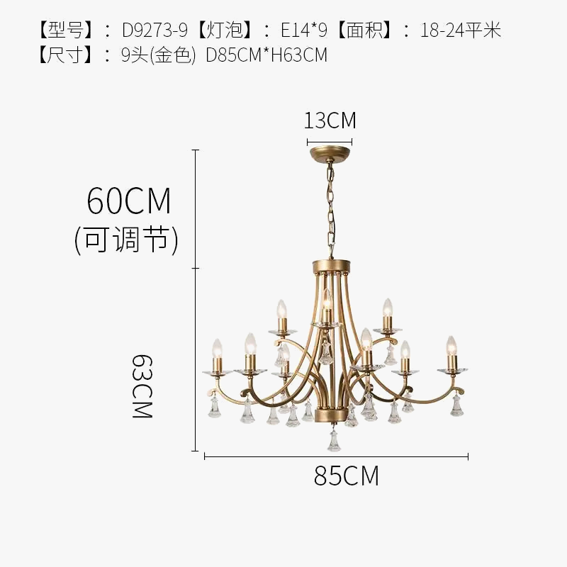 lustre en cristal doré éclairage moderne haut de gamme