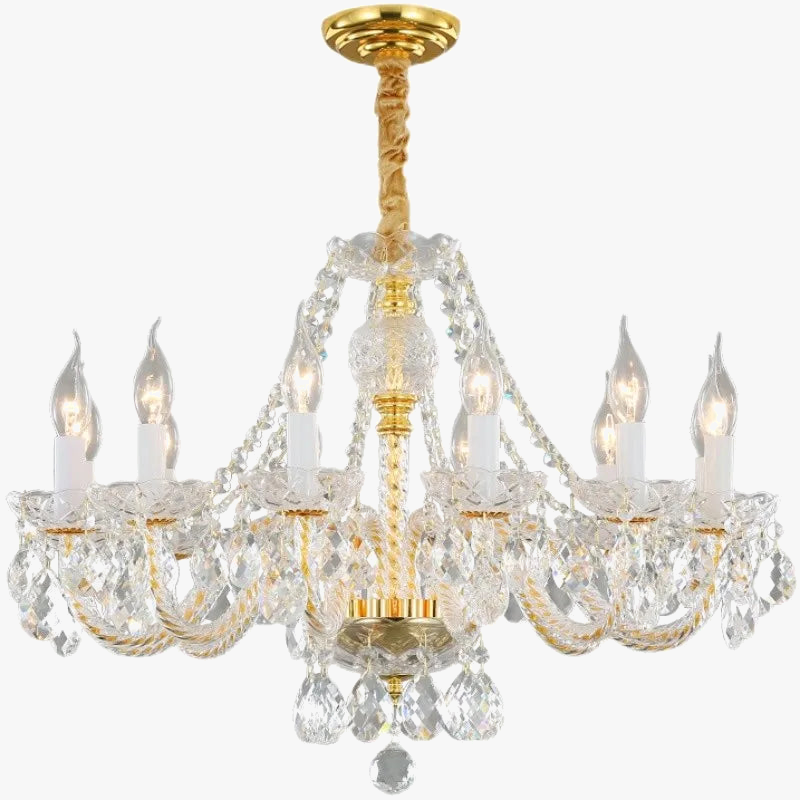 lustre en cristal doré pour décoration intérieure élégante