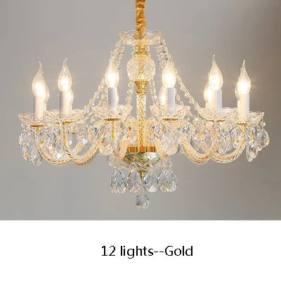 lustre en cristal doré pour décoration intérieure élégante