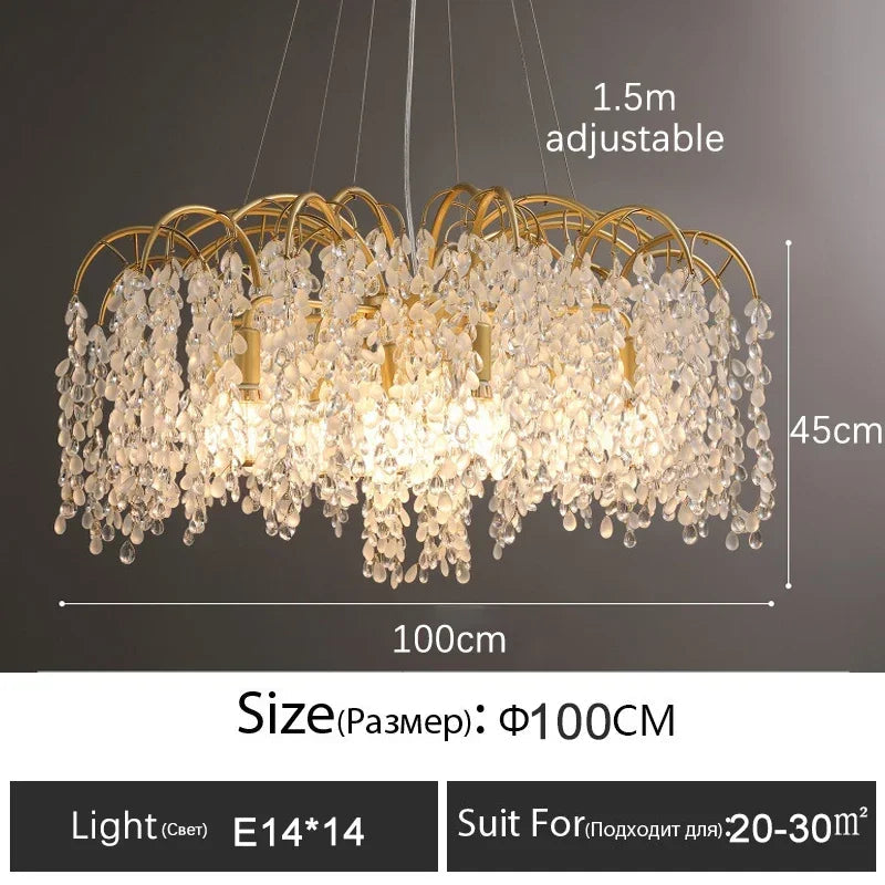 lustre en cristal doré pour un éclairage luxueux intérieur