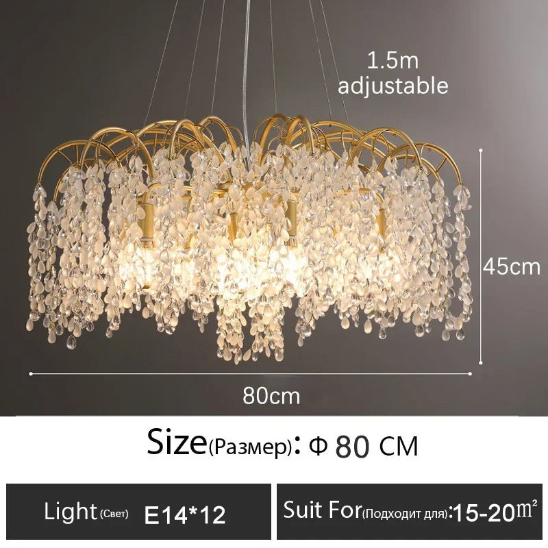 lustre en cristal doré pour un éclairage luxueux intérieur